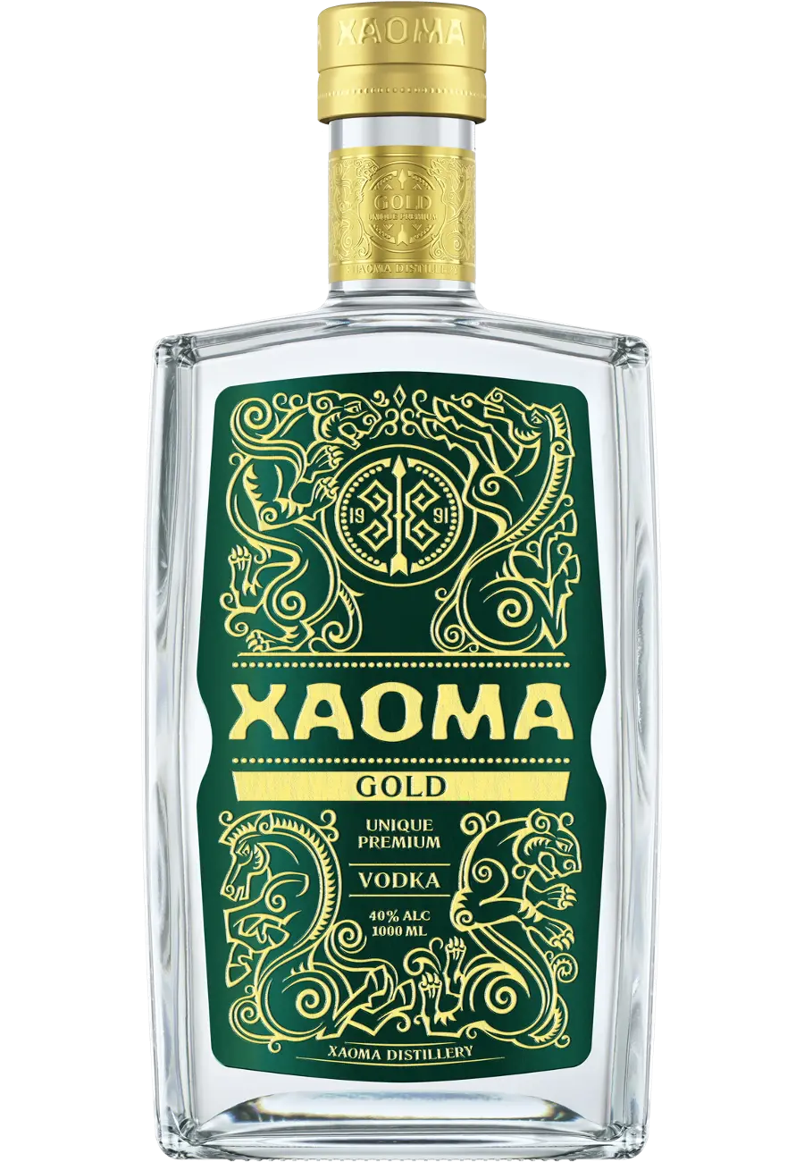 XAOMA Gold vodka bottle