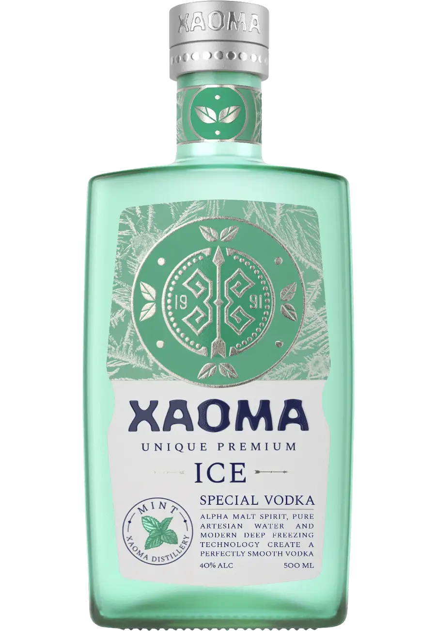 XAOMA Ice Mint vodka bottle